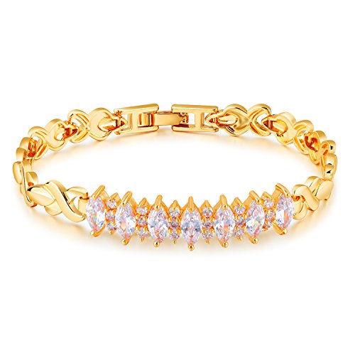 Bracelet de tennis plaqué or jaune 18K et pierres diamant zirconium