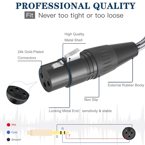 Câble patch XLR vers quart de pouce TRS 0,3 M adaptateur pour haut-parleurs