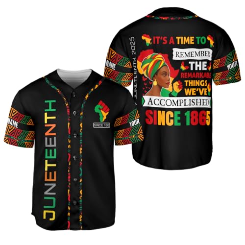 Custom Juneteenth Baseball Jersey Shirt Personalized Juneteenth 1865 Africa Freedom Shirt Black History Month Pride Flag Gift miniatura 1