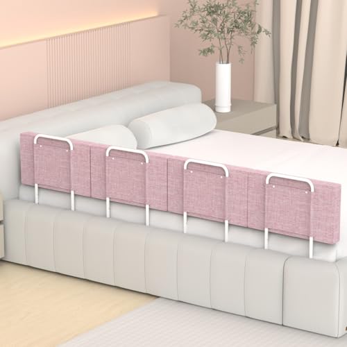 Image of Bed Rail, Bed Bumper for Toddlers, Kid, 78.7 Inch Bed Side Rails Safety for Queen, King, Full, Twin, Bunk, Dorm Beds to Prevent Falls, Bed Barrier for Dogs, Easy Installation (Pink, 4 Packs)