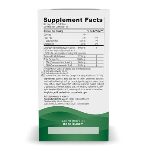 Nordic Naturals Recovery Plus, Unflavored - 45 Soft Gels - 1800 mg Omega-3 Fish Oil - 600 mg Longvida Optimized Curcumin - Cellular Health & Recovery - Post-Exercise Muscle Support - 15 Servings - Image 3