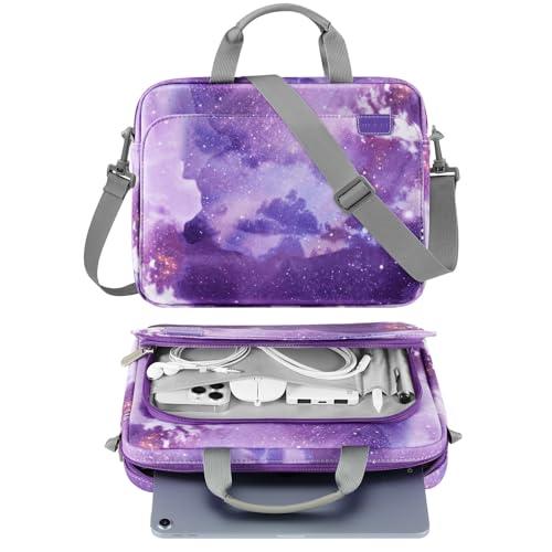 MoKo 9-11 Inch Tablet Sleeve Case, Protective Handle Shoulder Bag Fits iPad Air 5/4th 10.9, iPad 10th Gen. 10.9, iPad Pro 11, iPad 9/8/7th 10.2, Tab S8/S9 11", Surface Go 2/3 10.5, Purple Starry Sky