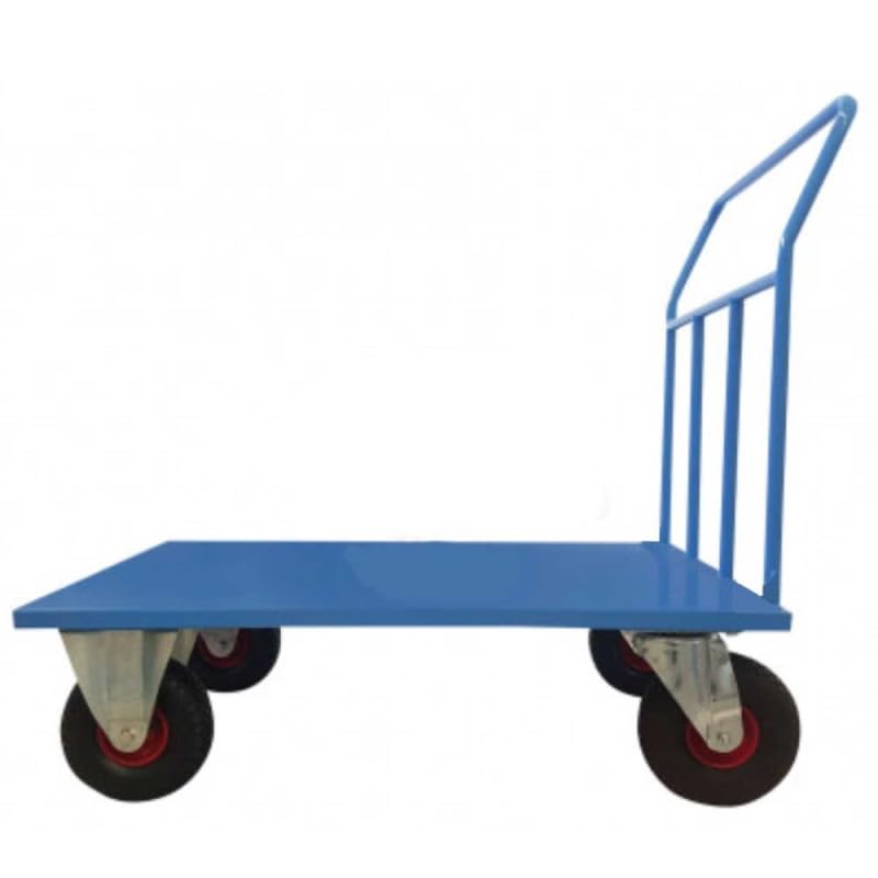 Carrello pianale singola sponda portapacchi cm.120x80xh.90 a 4 ruote pneumatiche kg.500 trasporto cartoni in magazzini 16FSP-2