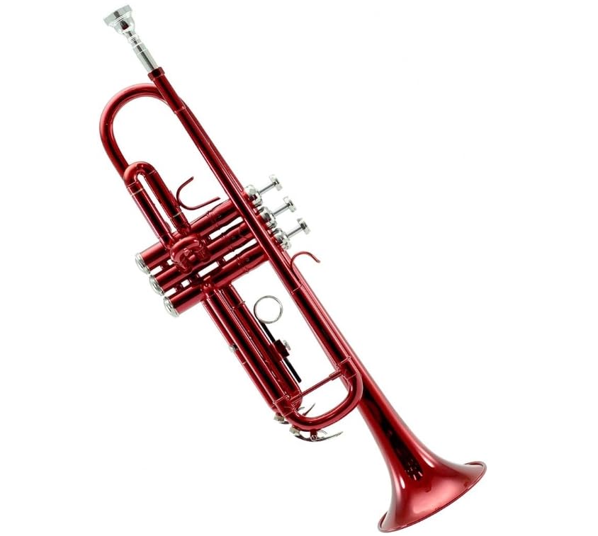 Sky Wine Red Lacquer Brass Bb Trumpet with Case, Cloth, Gloves and Valve Oil, Red