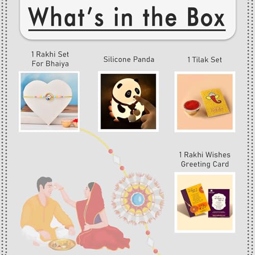 Image of CraftVatika Rakhi Gift Set for Brother, Kids Rakhi with Gift Combo for Brother Bhaiya Boy, Set of 1, Panda with Silicone Panda Touch LED Lamp, for Rakshabandhan, Night Light Lamp