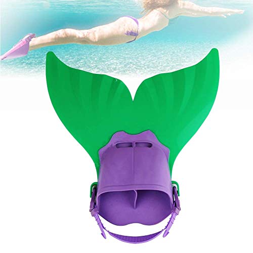 MINASAN Schwimmflossen Meerjungfrau Flossen Monofin für Kinderschwimmen, Meerjungfrauenflosse zum Schwimmen Kinder Erwachsene Kostüm,für Mädchen und Damen Flosse Kinder (Grün, 40 * 40 * 18cm)