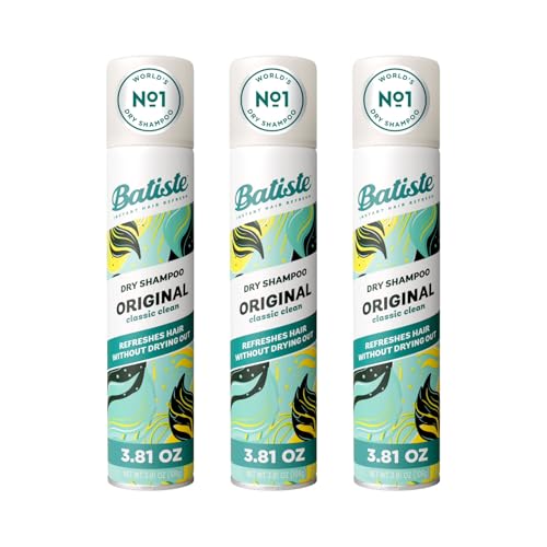 Batiste Dry Shampoo Original Fragrance Refresh Hair and Absorb Oil Between Washes Waterless Shampoo for Added Hair Texture and Body 3.81 OZ Dry Shampoo Bottle 3 Pack