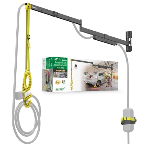 Barkan 160cm Lange EV Ladekabel Wandhalterung arm, 5 Jahre Garantie, Draußen/Outdoor Wetterfest und wasserdicht, für E Auto EV/PHEV/Elektroauto Kabel