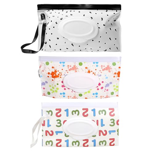 JCUGSBS 3 pezzi Borsa per salviette umidificate per bambini Scatola per salviette umidificate in viaggio, borsa riutilizzabile Contenitore per salviette umidificate per viaggi, casa
