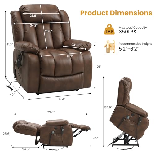 Image of Dual Motor Infinite Position Lay Flat Power Lift Recliner Chair for Elderly