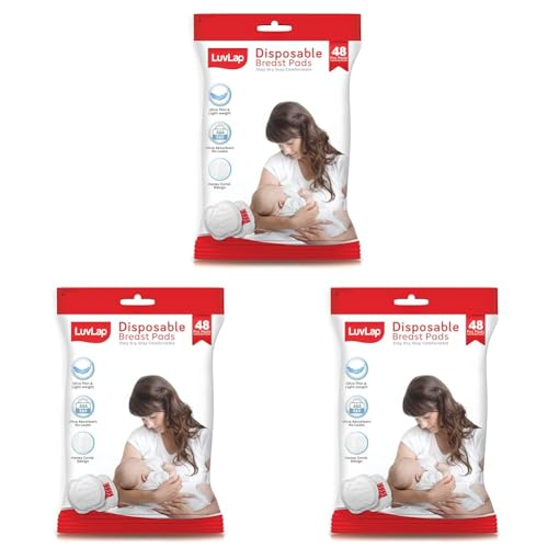 Image of LuvLap Ultra Thin Honeycomb Nursing Breast Pads, 48pcs, Disposable Maternity Pads, Highly Absorbent & Soft, Discreet Fit Breastfeeding pad, New Resealable Pack (Pack of 3)