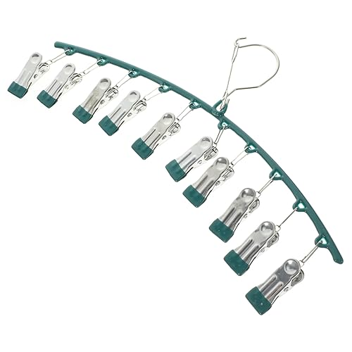 Alipis Metal Hangers Laundry Drying Rack Stainless Steel Sock Dryer Hanger with 10 Clips Windproof Underwear Drip Hangers for Baby Clothes Bras Hat Towels Diapers Hat Hanger(Hook Style Random)