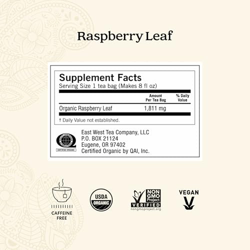 Yogi Tea Raspberry Leaf Tea - 16 Tea Bags per Pack (6 Packs) - Supports Women’s Health, Healthy Pregnancy, and Menstrual Cycles – Caffeine-Free Herbal Tea - Made from Organic Raspberry Leaves