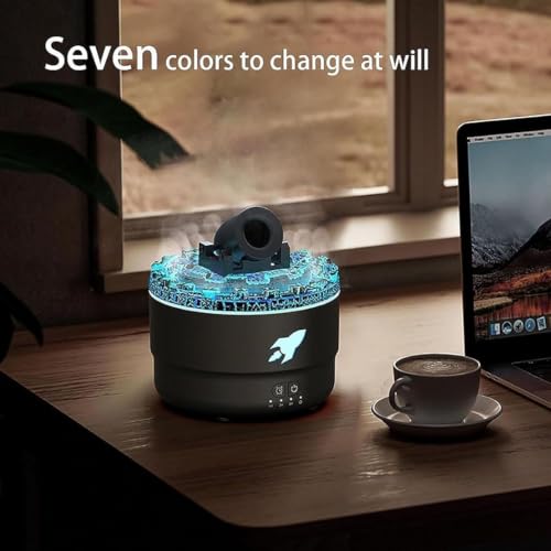 Image of Cannon Blast Aroma Humidifier 2 Spray Modes Humidifier Desktop with 7 Colors LED Light and Timer,280ML Creative Turret Mist Auto Shut Off Aromatherapy Diffuser for Bedroom, Home, Desk (BLACK)