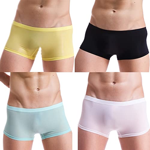 Ice Silk Men's Underwear,Bulge Enhancing Underwear,Ultra-thin Satin Briefs