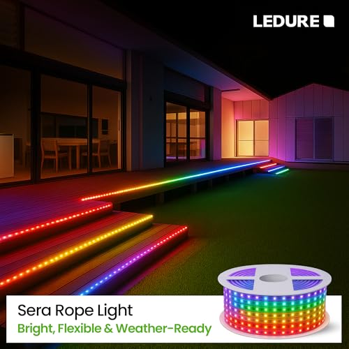 Image of Ledure Sera 10Meter LED Rope Light (Pack of 1) Multicolour Decorative Strip Light with 48 LEDs /Meter, IP65 Waterproof Flexible Rope for Indoor & Outdoor Use, Home, Garden, Balcony & Festive Decoration