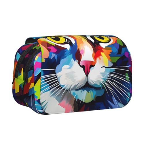 WZYCWB Estuche portátil con estampado de gatos pintados, ideal para organizar bolígrafos en la oficina o guardar brochas de maquillaje