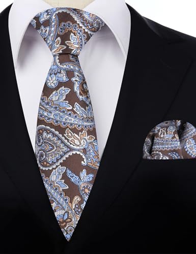 Image of Alizeal Mens 3.15'' Vintage Paisley Tie Pocket Square Set | Elegant Perfect for Banquet Wedding and Party