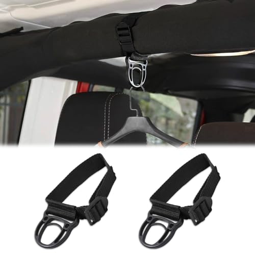 deemars 2PCS La Comisión de Las Comunidades Europeas, Accesorios del Interior del Coche Accesorios de Ropa Duradera Cinturón de Percha Adecuado para Jeep Wrangler CJ YJ TJ LJ JK JKU JL JLU JT (Negro)