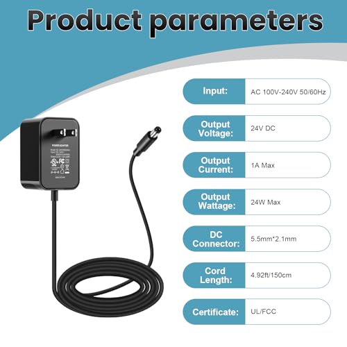Image of 24V 1A Power Supply 2 Pack, UL Listed 24 Volt LED Power Supply Adapter, 100-240V AC to 24V DC Converter Adapter with 5.5mm x 2.1mm DC Plug for LED Strips
