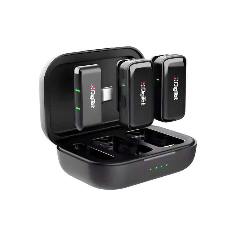 Image of Digitek (DWM 120 Wireless Microphone System, Noise Reduction, 2.4G Mic with 50m Range & 4.5Hr Battery, for iPhone & Android Smartphones, Ideal for Vlogging, Streaming & Interviews