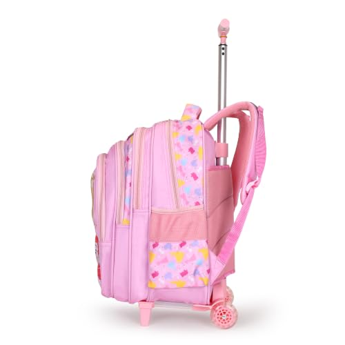 Image of NOVEX Disney Princess Kids Backpack Combo Set for Girls | 17 Inch School Trolley Bag with 2 Wheels, Lunch Box & Stationery Pouch | Soft Polyester Spinner Luggage, Pink Carry-On 45 cm