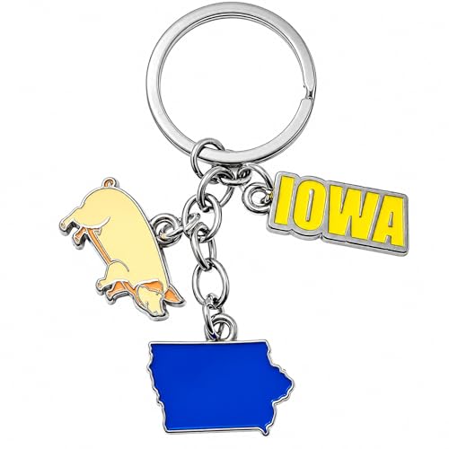 Westmon Works Iowa Farm Pig Keychain – IA State Map Charm Key Ring – Unique Souvenir Gift for Birthdays, Travel & Fans