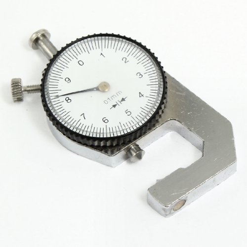 Medidor de espesor con dial Aexit, rango 0 a 10mm, resolución 0.1mm, diseño de cabeza cusp, modelo modle miniatura 1