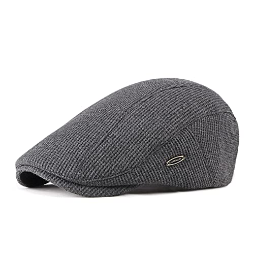 EKMTBJXY Casquette Béret Plate Homme, Casquette Plate Réglable Coton, Chapeau Irlandais Gatsby Ivy Automne Hiver, A2#Grey, Taille Unique