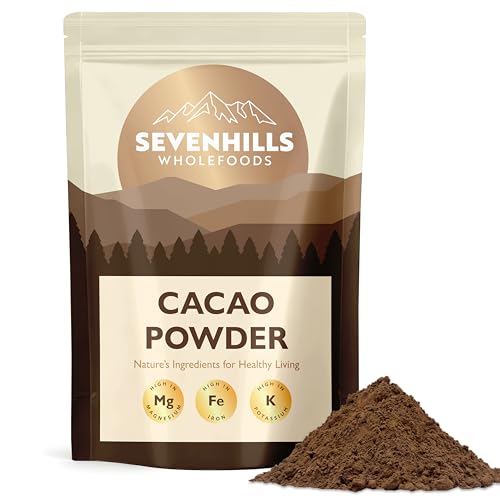 Sevenhills Wholefoods Cacao/Cocoa Powder 1kg | Natural Source of Potassium & Manganese | Pure & Vegan for Hot Chocolate Smoothies & Baking | Non-alkalised