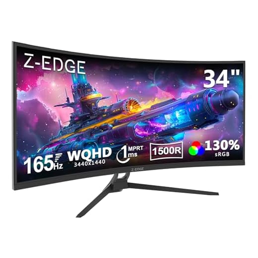 Z-Edge 34" Curved Gaming Monitor, WQHD 1440P 165Hz 144Hz PC Monitor, MPRT 1ms, 21:9 Aspect Ratio, 1500R, 16.7M Colors, 3000:1 Contrast, UG34 Frameless Bezel, 2X DP 1.4 Ports and 2X HDMI 2.0 Port