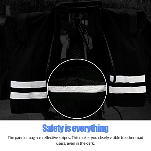Tyuodna 30L Waterproof Bike Pannier Bag, Bike Rear Double Pannier Bag, Bicycle Pannier Rear Rack Bags with Reflective Stripe, for Commute, Travel and Picnic - Image 7
