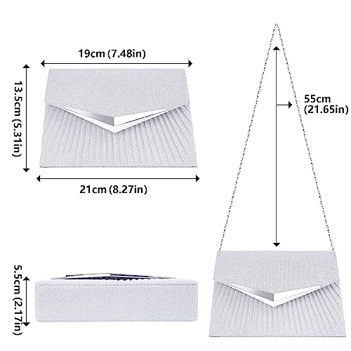 Larcenciel Women's Evening Handbags, Sparkly Pleated Evening Purse, Elegant Sequins Clutch for Wedding Formal Cocktail Party - Image 8