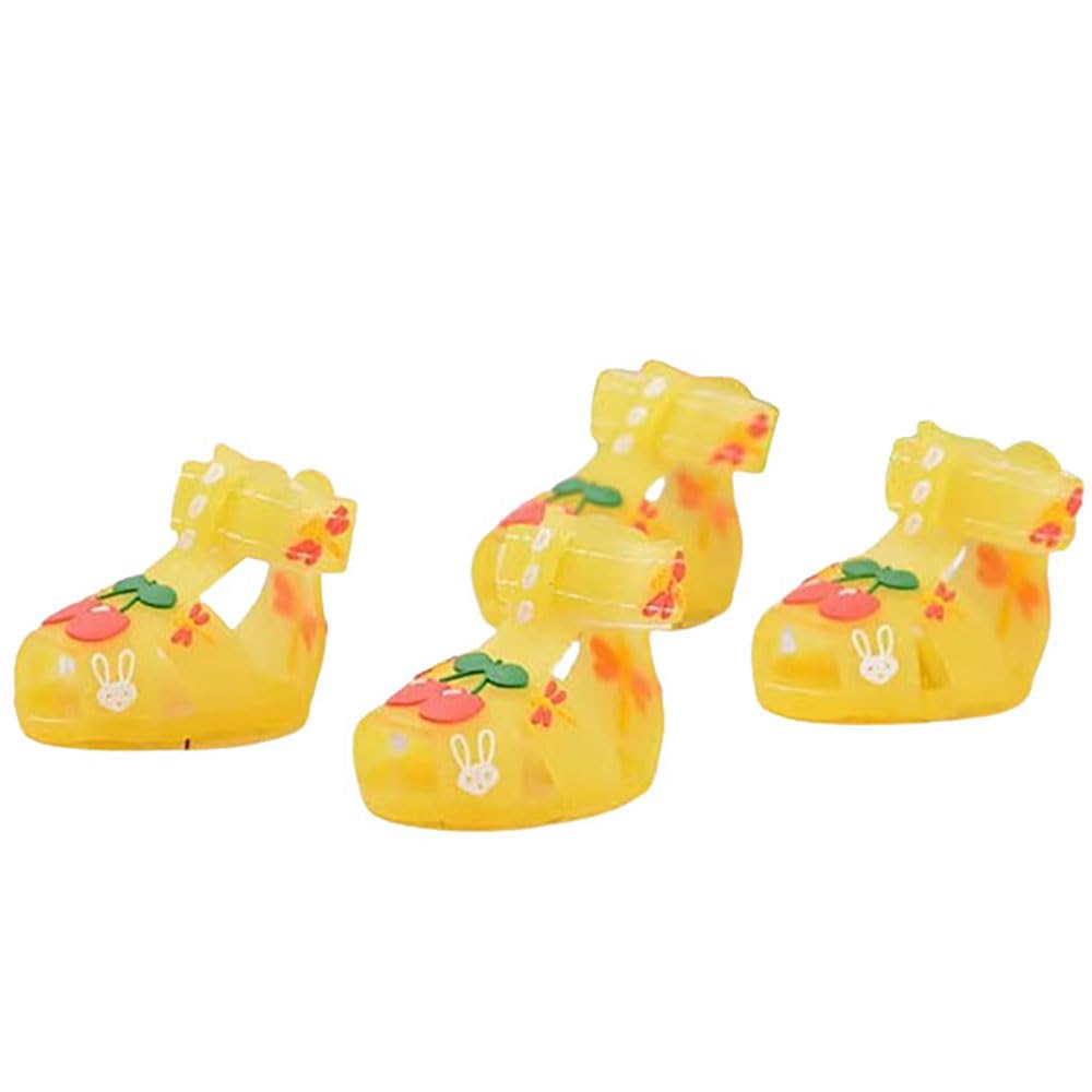 Cute Summer Dog Shoes Sweet Cherry Puppy Sandals Pet Jelly Shoes Flats, Dog Booties Paw Protector for Summer Hot Pavement (Candy Yellow, #6: 2.68''