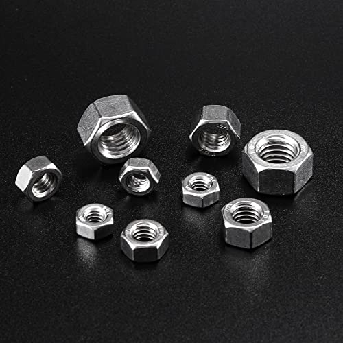 Image of 3 /8-16 Hex Nuts 50Pcs 304 Stainless Steel 18-8, Full Thread, Hex Drive, Bright Finish by SG TZH