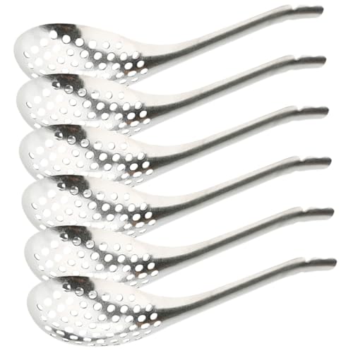 ERINGOGO 6個 ステンレス製スロット付き魚子?スプーン あき設計で水切り簡単 人間工学に基づく小型調理器具 家 ホテル用キャビアサービング