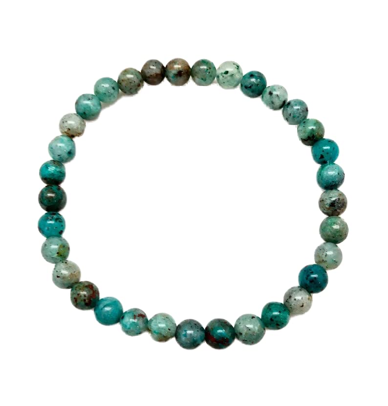 Bracelet chrysocolle 6mm homme femme bijou perle ronde lisse stretch 7 pouces