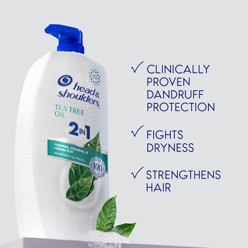 Head & Shoulders Anti-Dandruff Tea Tree Oil Shampoo and Conditioner with 1% Pyrithione Zinc, Tea Tree Oil 2 in 1 with Cooling, Relieves Itch, Hydrates, Refreshed Scalp, 28.2 Fl Oz — view 3