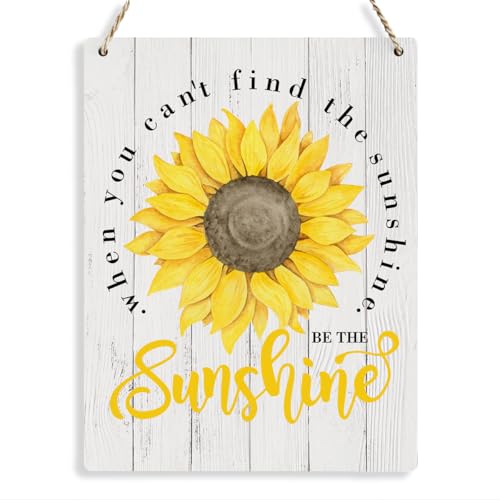 Rustic Be the Sunshine Wood Hanging Sign, Farmhouse Summer Sunshine Artwork Decor, Sunflowers Wooden Plaque Sign Wall Art Decor Signs Summer Home Office Decoration 8x10 Inches