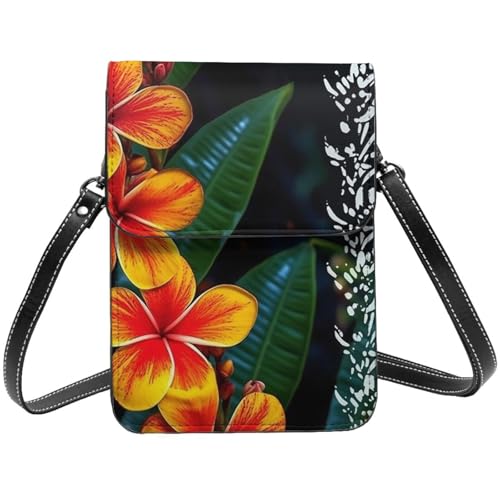 Sac à bandoulière en cuir pour femme avec sangle réglable et motif hawaïen