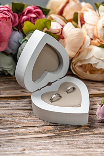 Strova Wood Ring Box For Wedding Ceremony And Engagement – Heart Shaped Ring Bearer Box With Protective Ring Cushions And Magnetic Closure #TOP6