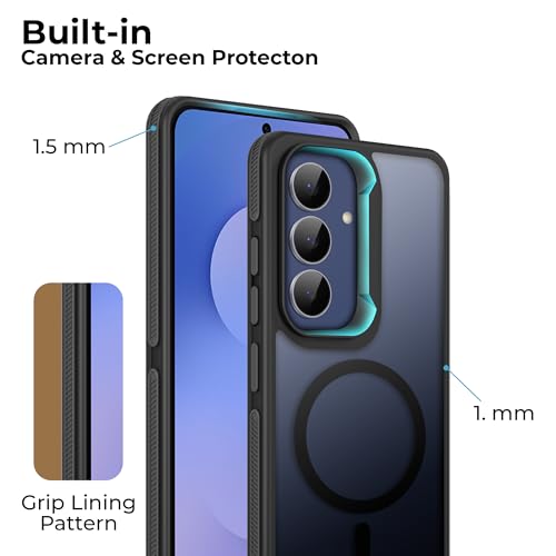 Image of A rtistque Compatible with Mag-Safe Frosted Ultra Matte Back Cover Case for Samsung Galaxy S25 FE 5G | Smooth Sides Grip | Protective Design | Raised Camera Edges | Samsung S25 Fe Back Cover - Black