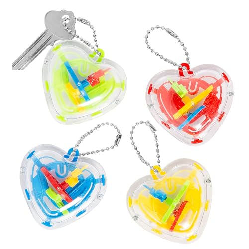Fun Express 2' x 2' Bright Color Valentine's Day Ball Maze Heart Keychains - 12 Pieces