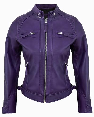 Leather Jackets For Women - Quilted Cafe Racer Style Real Lambskin Womens Leather Jacket3