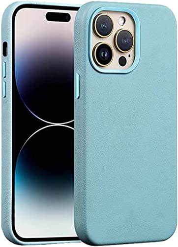 Cuir de qualité supérieure pour iPhone 14 Pro Max coque antichoc luxe bleu
