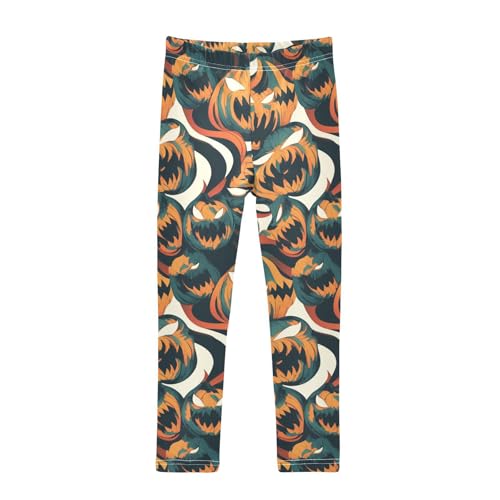 KLL Halloween Scary Pumpkin Toddler Girls Active Leggings Stretchy High Waisted Dance Pants Sports