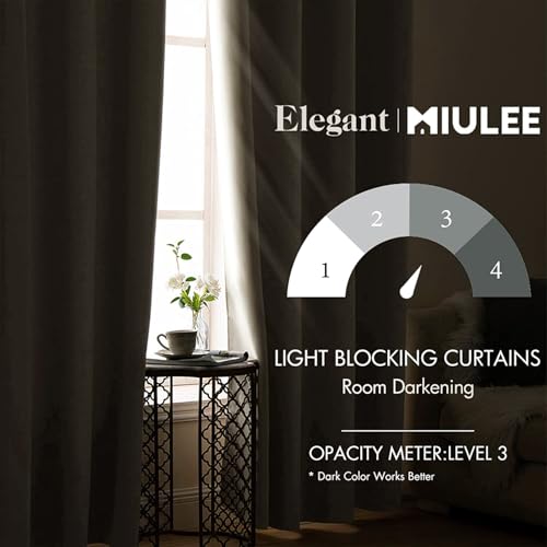 Image of MIULEE Cream Blackout Bedroom Curtains Drapes 84 Inch Long 52 inchx84 inch | Grommet Top, Room Darkening Window Drapes, Privacy Protection, Thermal Insulated, Heat Blocking, Light Blocking