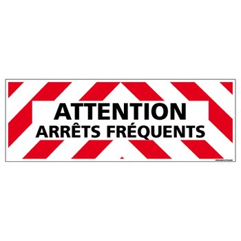 Adhésif Magnétique - Attention Arrêts Fréquents - Dimensions 500x150 mm - Protection Anti-UV