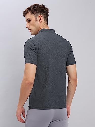 Image of TECHNOSPORT Men's Polyester Slim Fit Self-Design Short Sleeve Polo Matpiq T-Shirt with Anti Microbial, Techno Dry for Regular and Casual Use