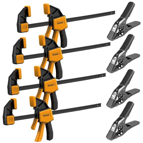 8-Piece Bar Clamps for Woodworking - 4 Pcs 12 inch Bar Clamps with 150 LBS Load Limit